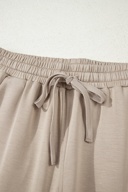 Solid Half-Zip Hoodie and Pants Set