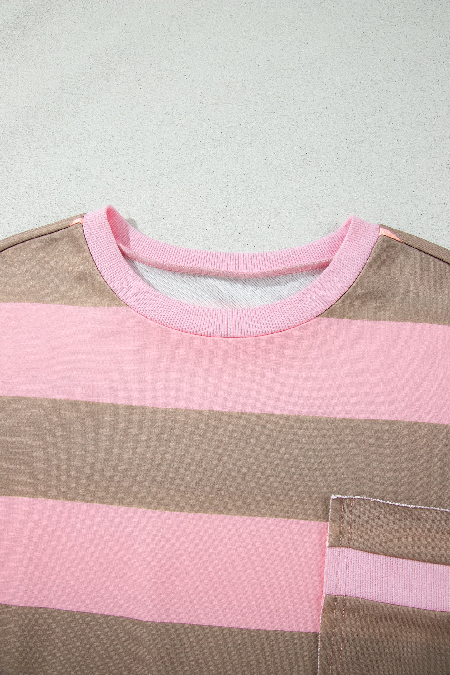 Stripe Colorblock Patch Pocket Long Sleeve Oversized Sweatshirt