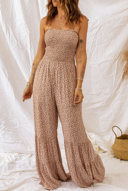 Floral Smocked Wide Leg Jumpsuit