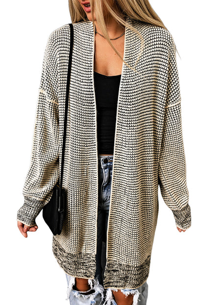 Plaid Knit Open Front Cardigan