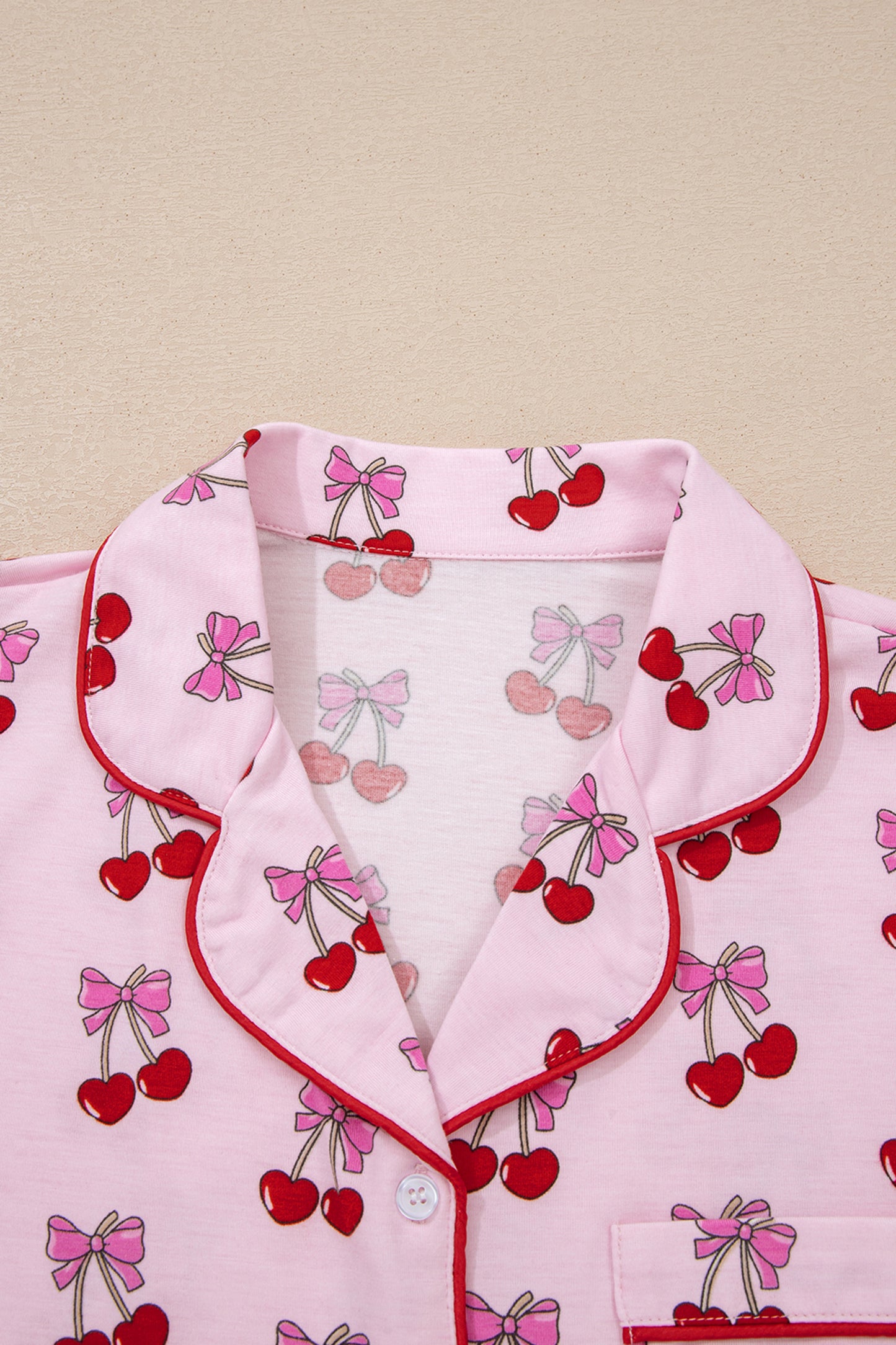Valentine Cherry & Bow Top and Shorts Set