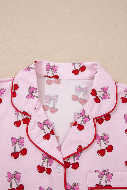Valentine Cherry & Bow Top and Shorts Set