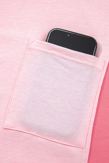 Floral Colorblock Patchwork Chest Pocket Long Sleeve Top