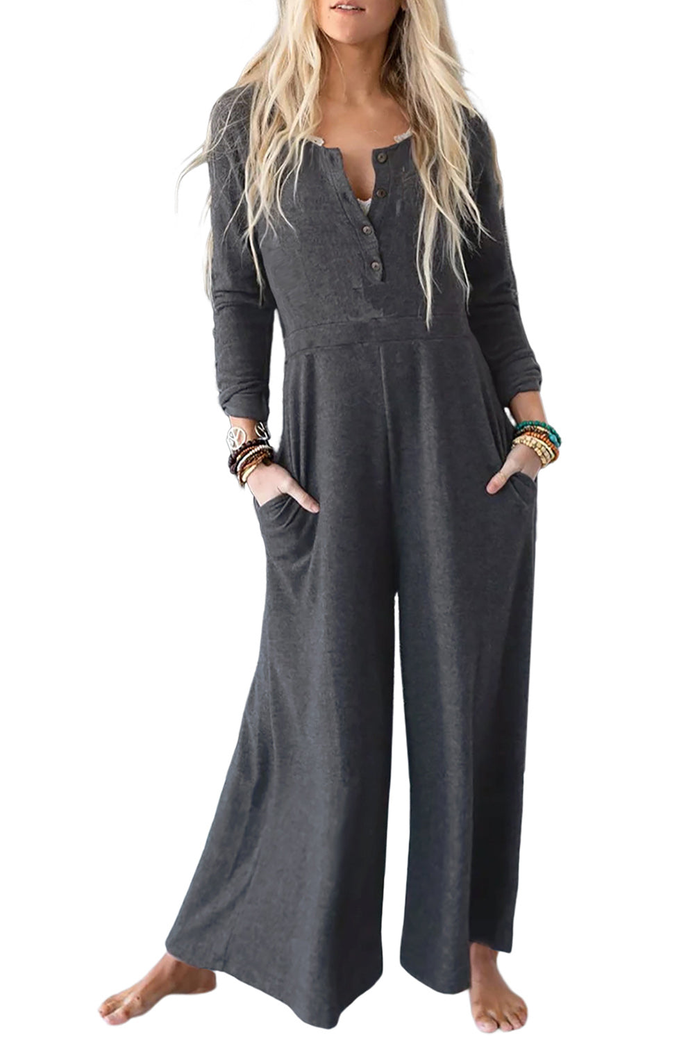 Long Sleeve Wide Leg Jumpsuit