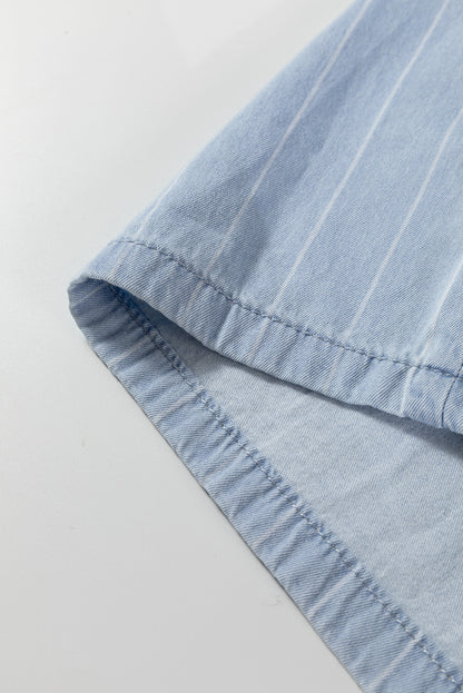 Stripe Chambray Tied Elastic Waist Trousers