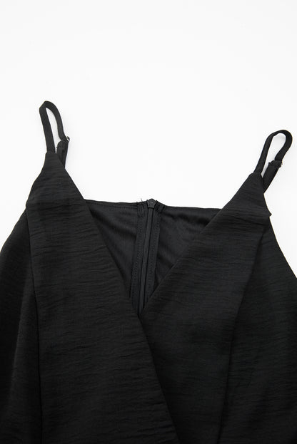 Solid Spaghetti Strap Wide Leg Drawstring Jumpsuit