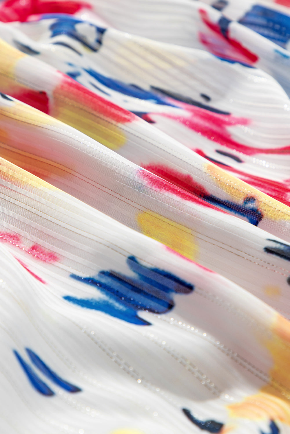 Abstract Short Puff Sleeve Tiered Maxi Dress