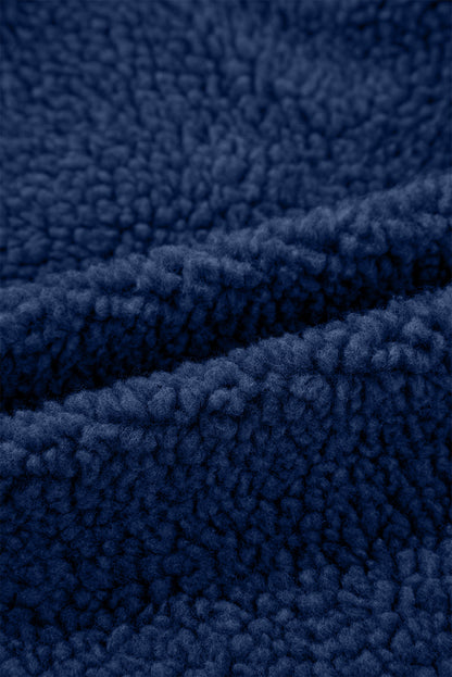 Solid Fleece Zip-Up Drawstring Pocketed Hooded Jacket