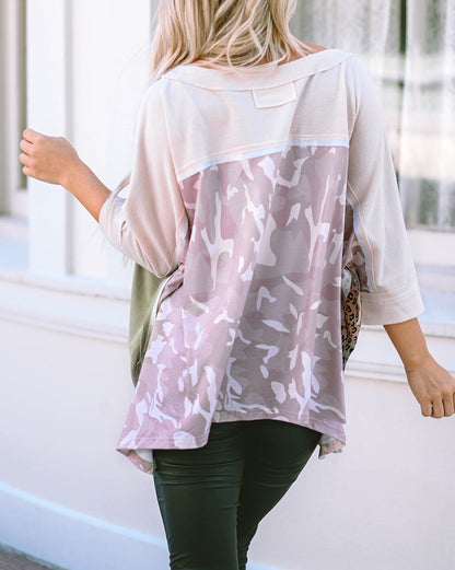 Camo Leopard Colorblock Reserve Seam Top