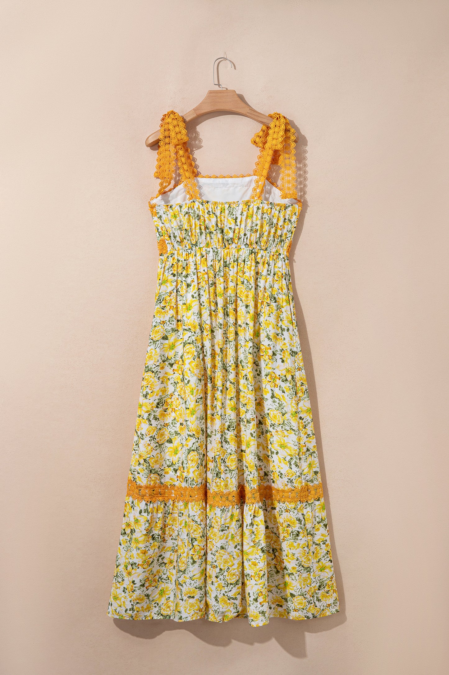 Floral Lace Tied-Strap Empire Waist Maxi Dress