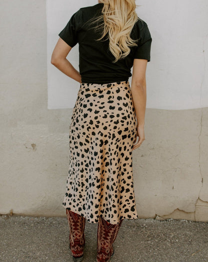 Leopard Split Hem Midi Skirt