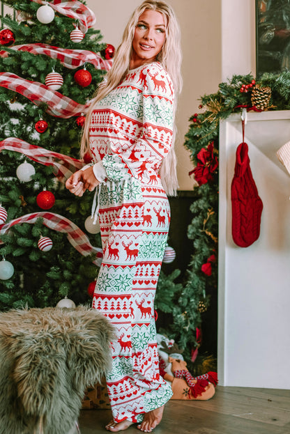 Christmas Reindeer Fair Isle Stripe Pajama Set