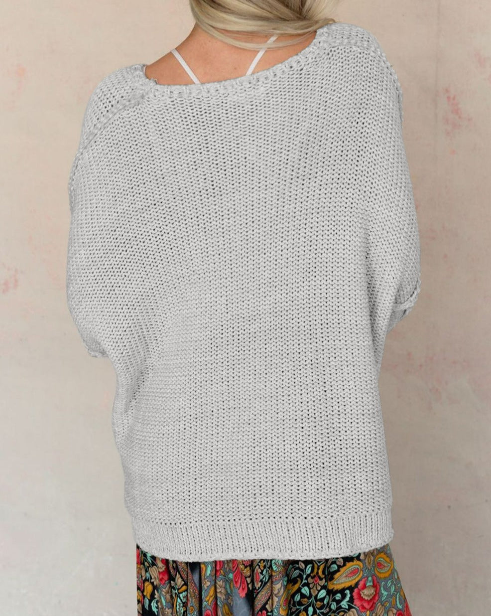 Round Neck 3/4 Sleeve Sweater