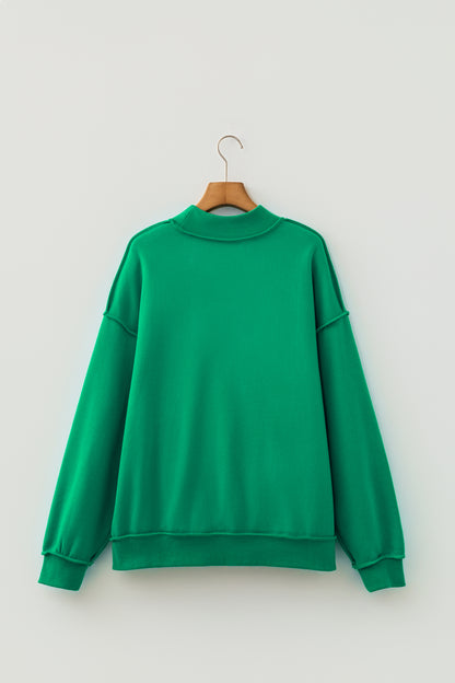 Reversible Mock Neck Oversize Drop Shoulder Sweatshirt