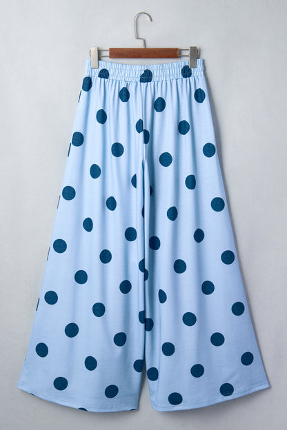 Polka Dot Wide Leg Elastic Waist Pants