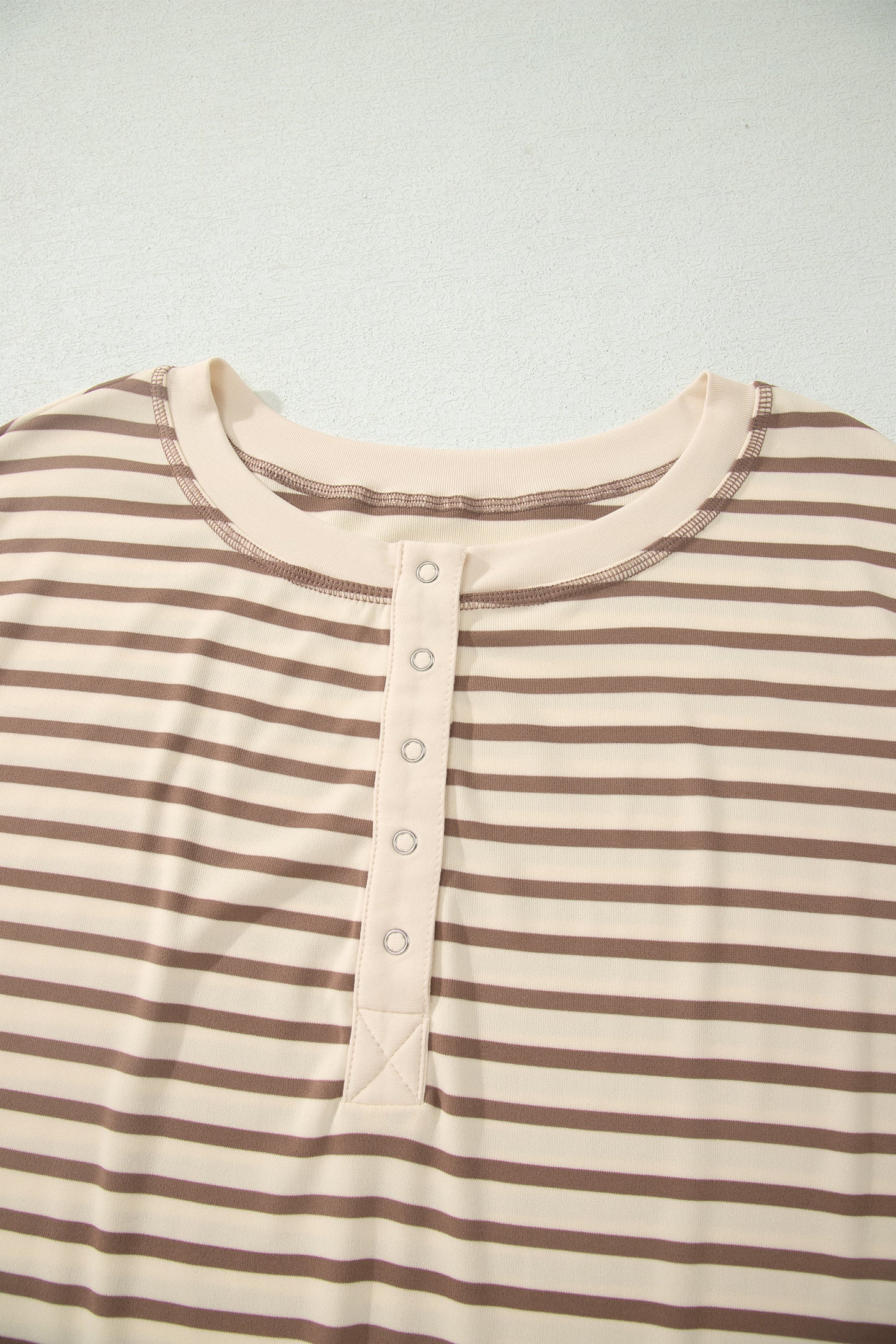 Plus Size Stripe Top & Elastic Waist Shorts Set