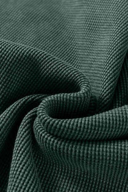 Waffle Knit Patchwork Long Sleeve Top