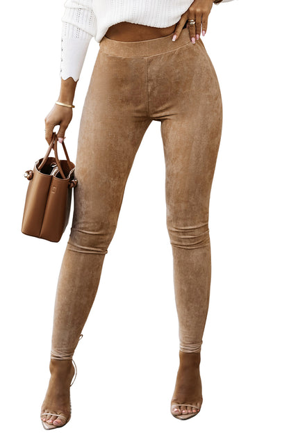 Suede High Waist Skinny Leggings