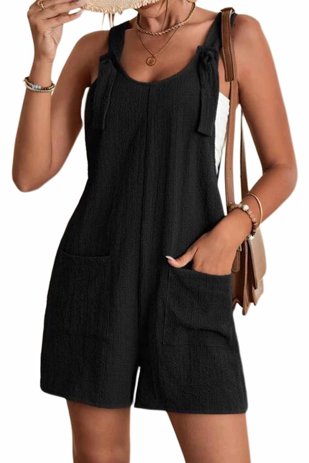 Adjustable Straps Pocketed Romper