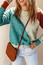 Colorblock Ribbed Trim Sweater