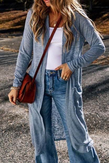 Heathered Open Duster Cardigan w/Pockets