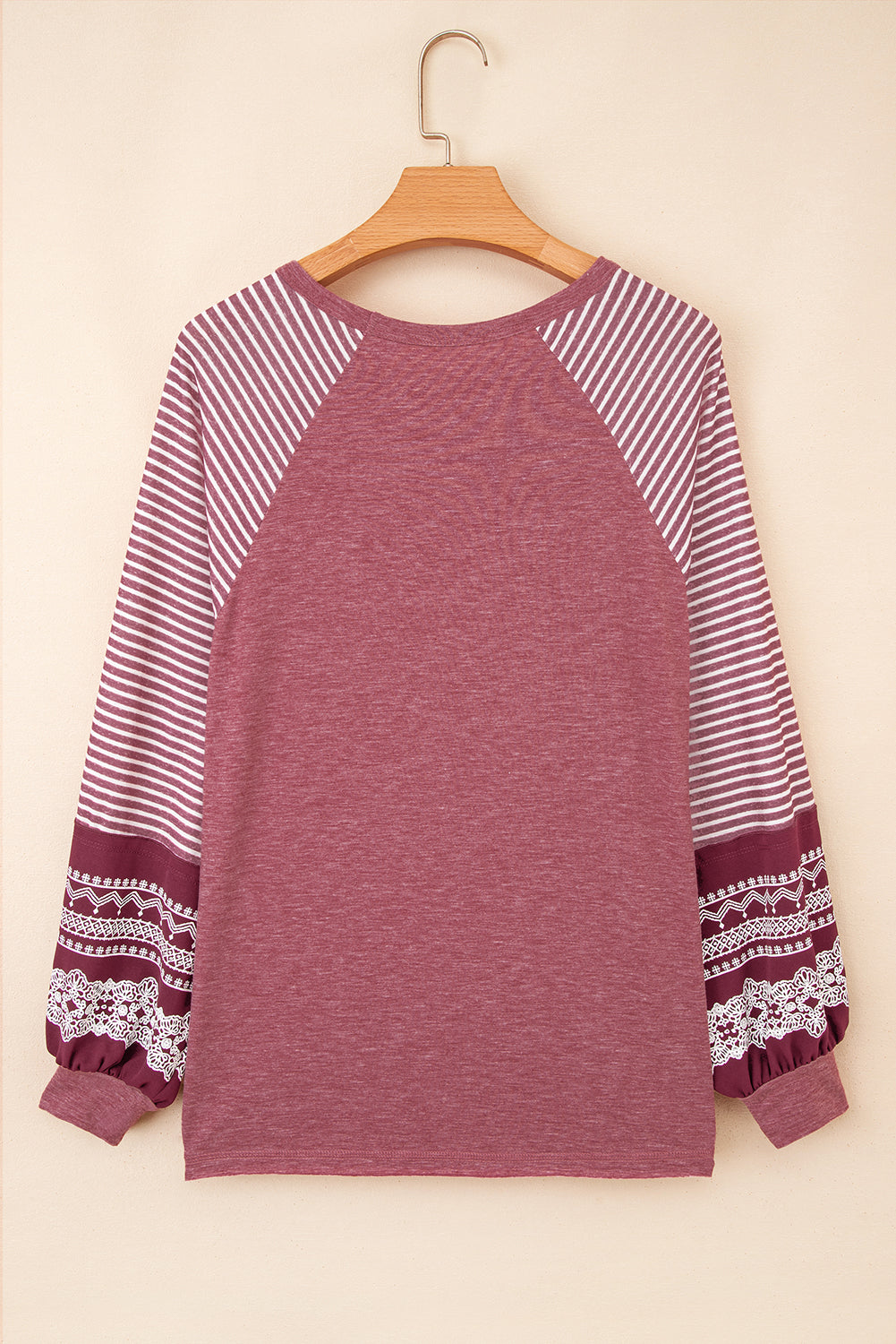 Stripe Patchwork Raglan Long Sleeve Top