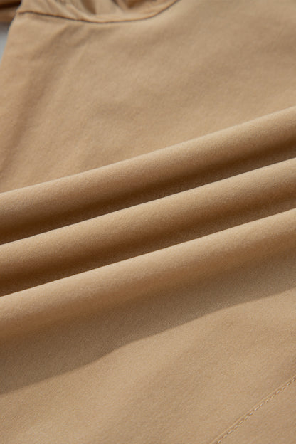 Solid Elastic High Waist Pocketed Cargo Jogger Pants