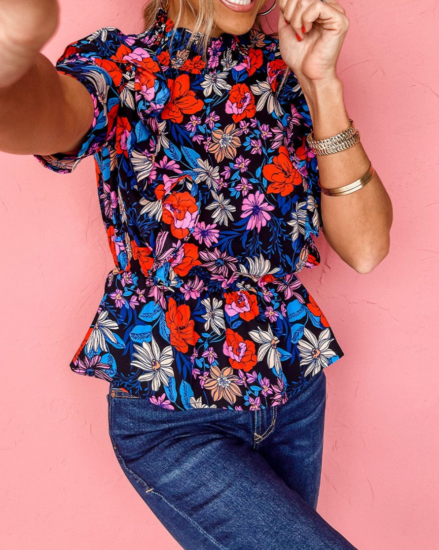 Floral Ruffle Peplum Top