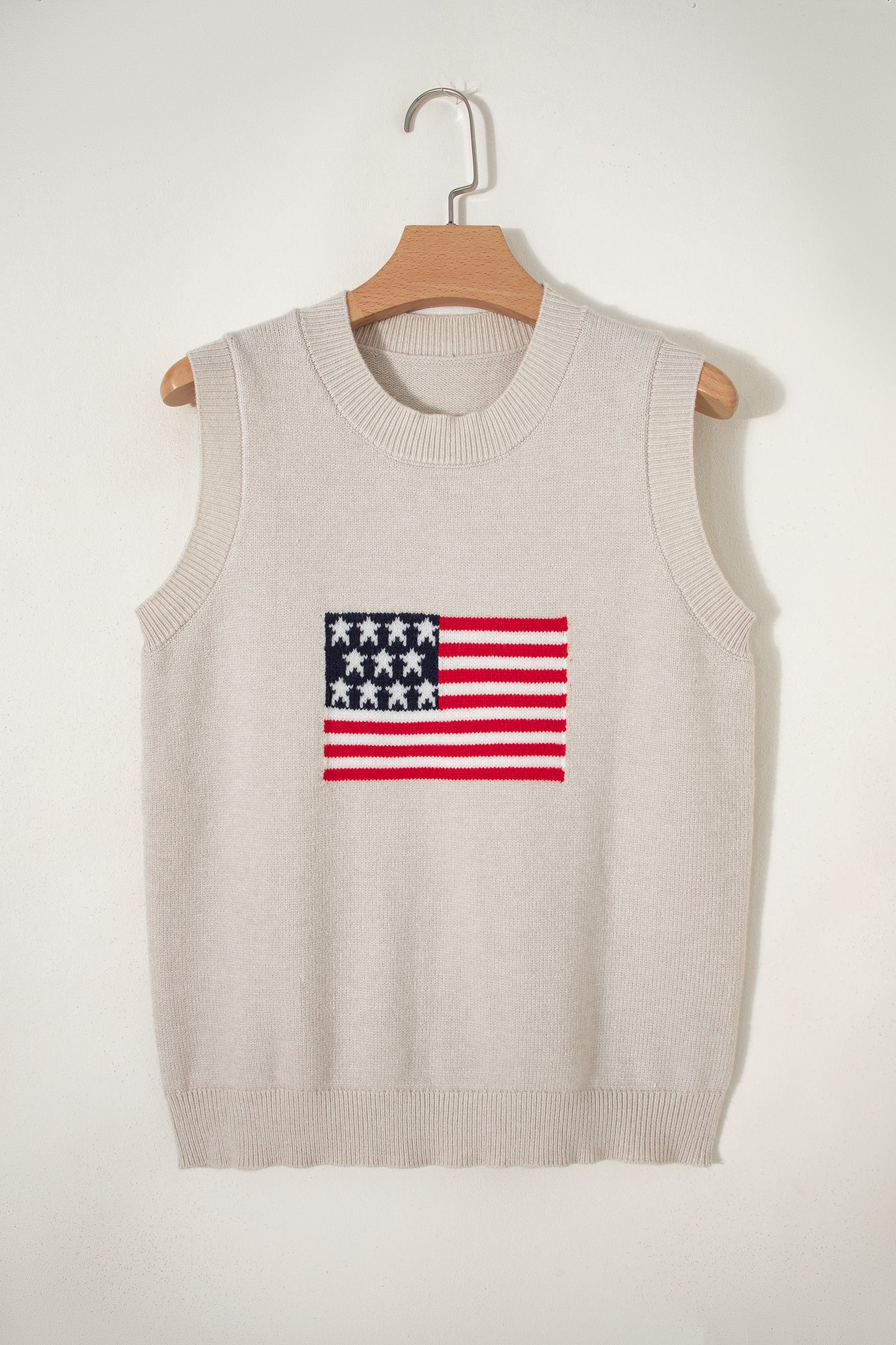 Americana USA Flag Sleeveless Knit Sweater