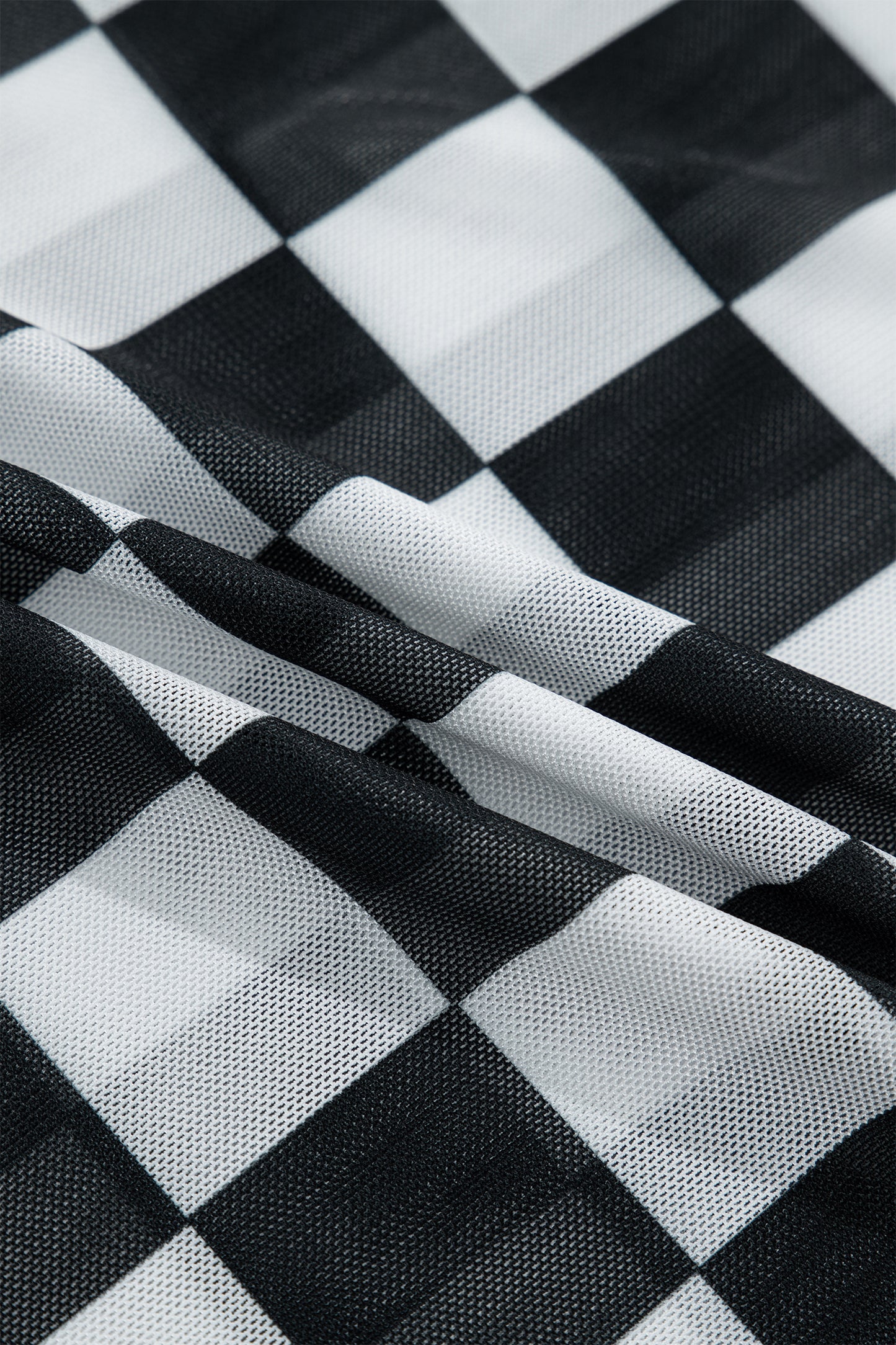 Checker Sheer Mesh Spaghetti Strap Tank Top