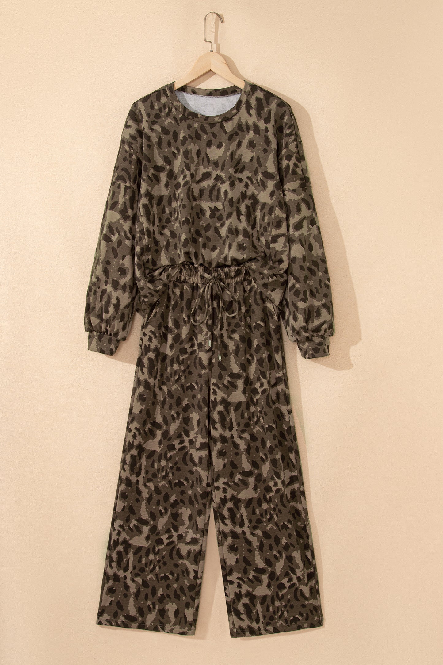Leopard Patchwork Pullover and Drawstring Pant Set