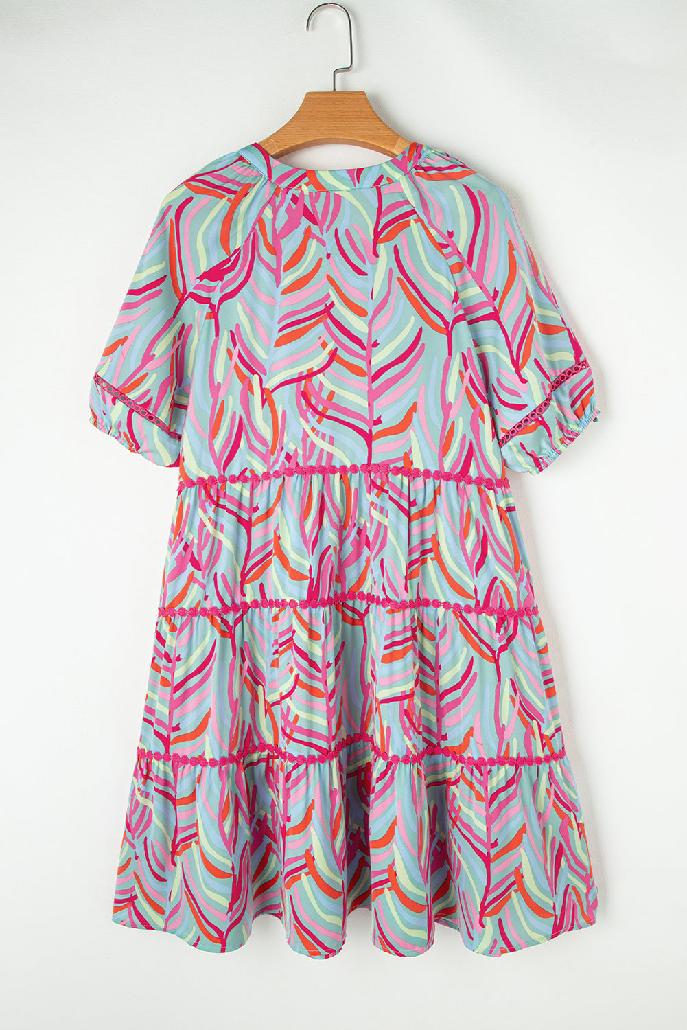 Abstract Ric-Rac Puff Sleeve Dress