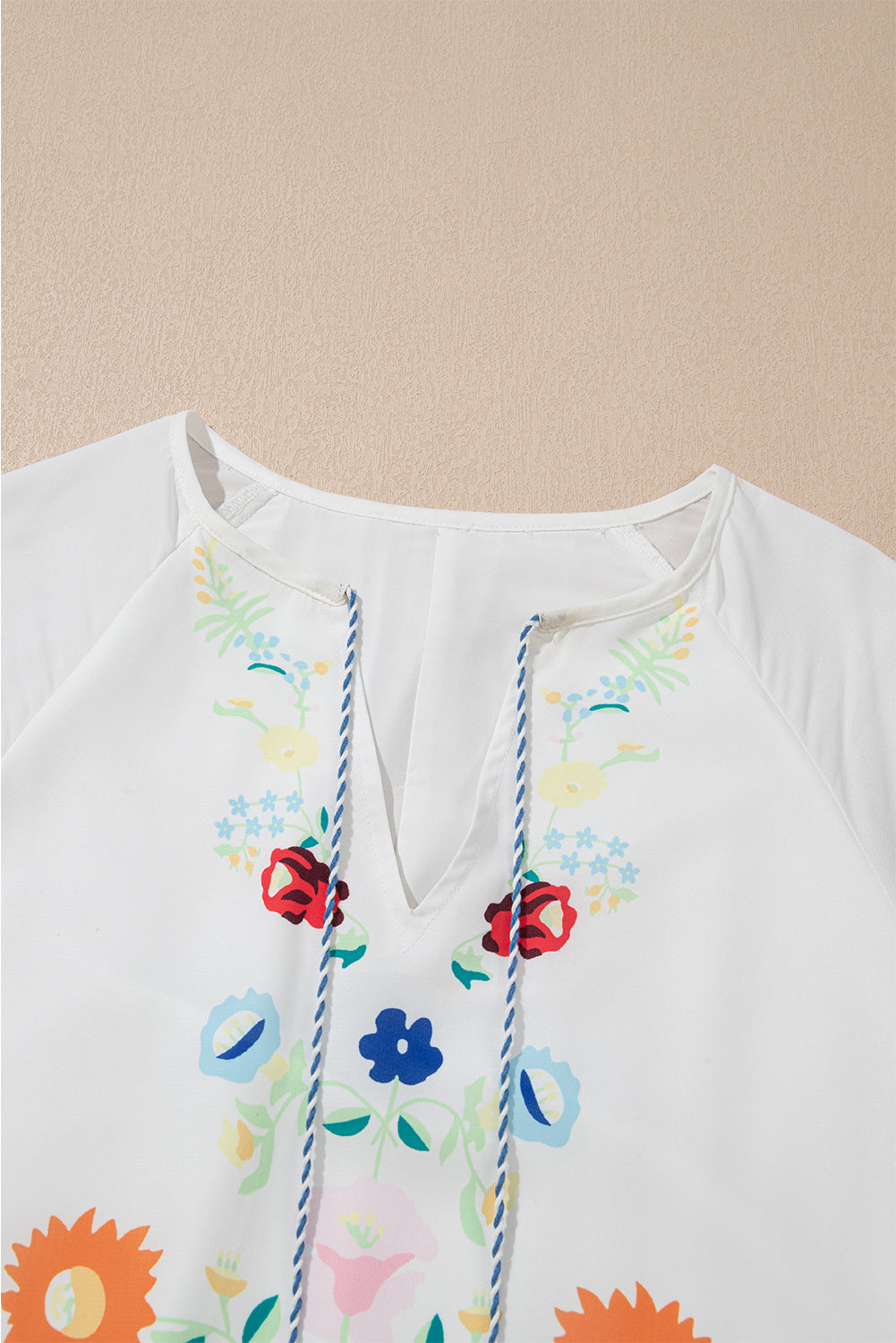 Boho Floral Tassel Tie Puff Sleeve Mini Dress