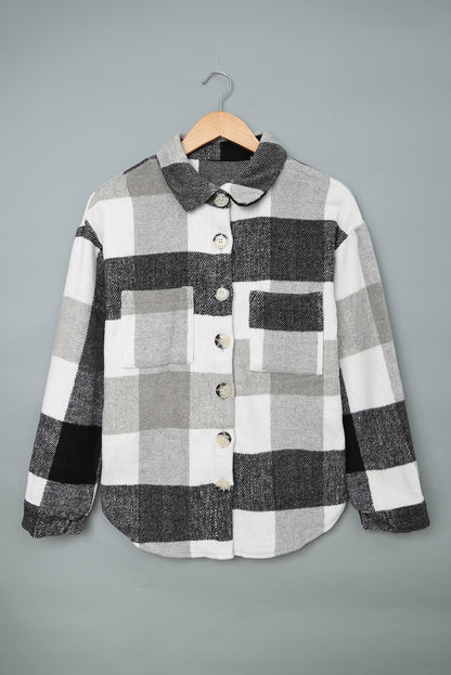 Colorblock Plaid Long Sleeve Jacket