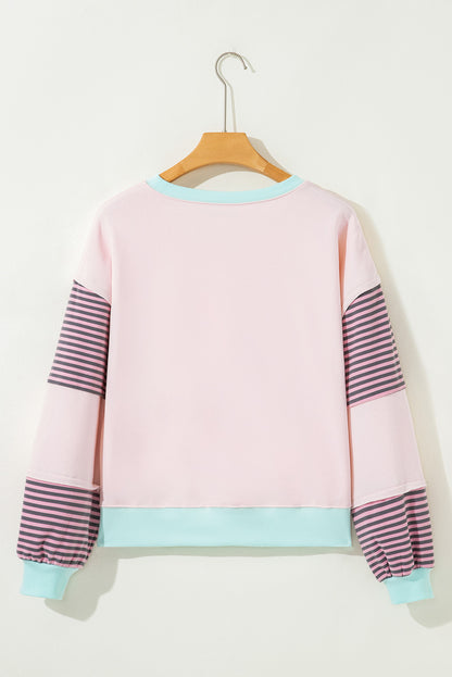 Stripe Colorblock Drop Shoulder Sweatshirt