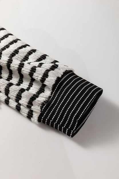 Stripe Collared Top and Drawstring Pants Set