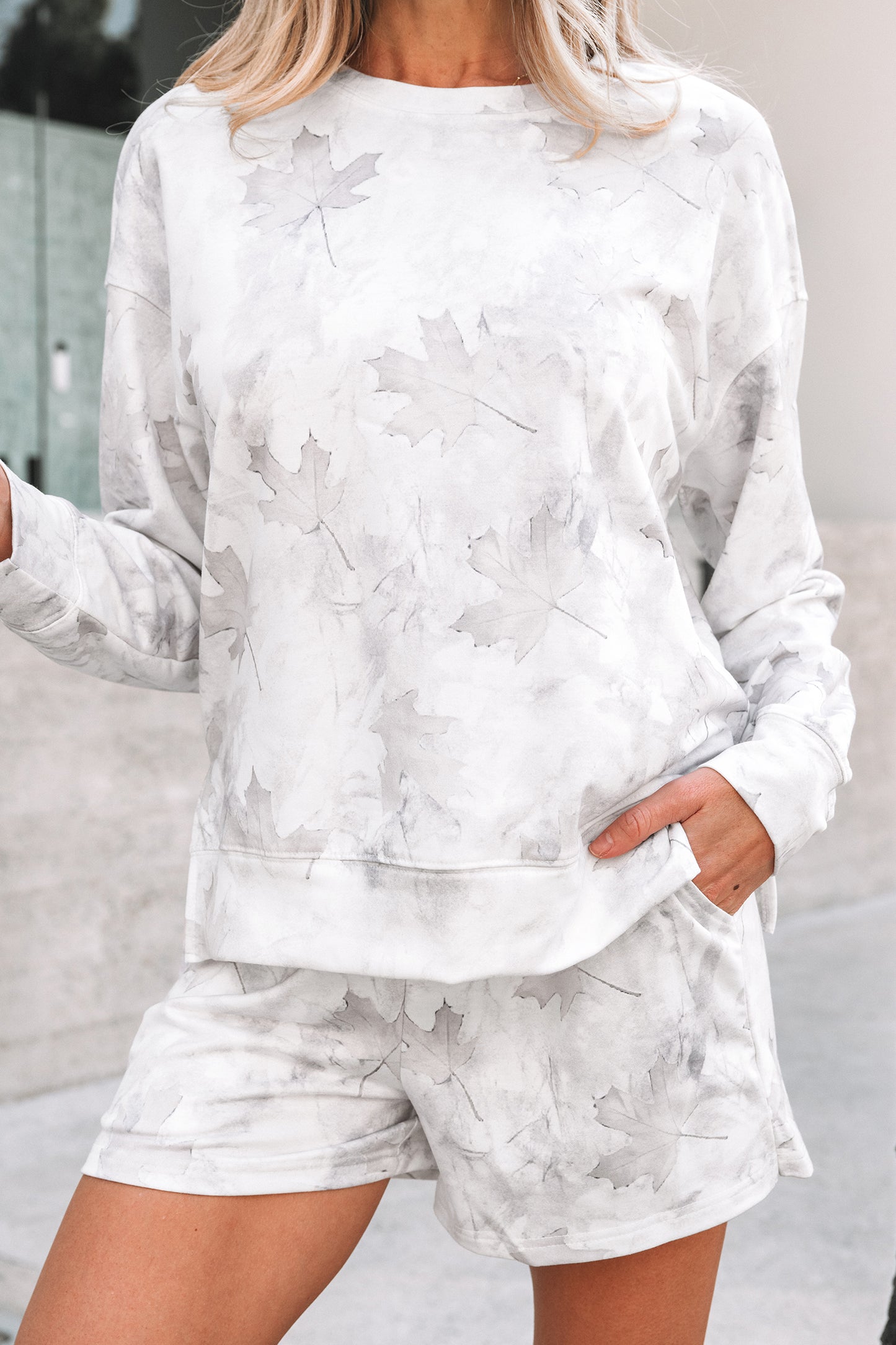 Camo Abstract Top and Elastic Waist Short Set