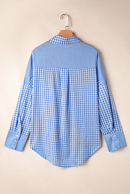 Stripe Plaid Patchwork Long Sleeve Shirt