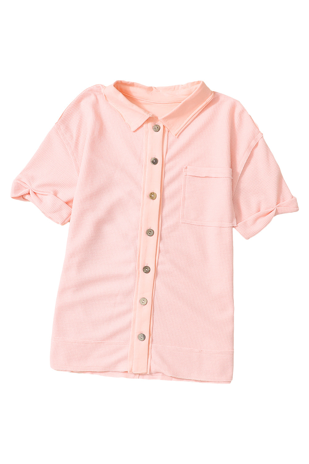 Waffle Short Sleeve Buttoned Shirt