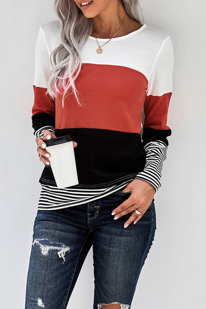 Colorblock Stripe Long Sleeve Top