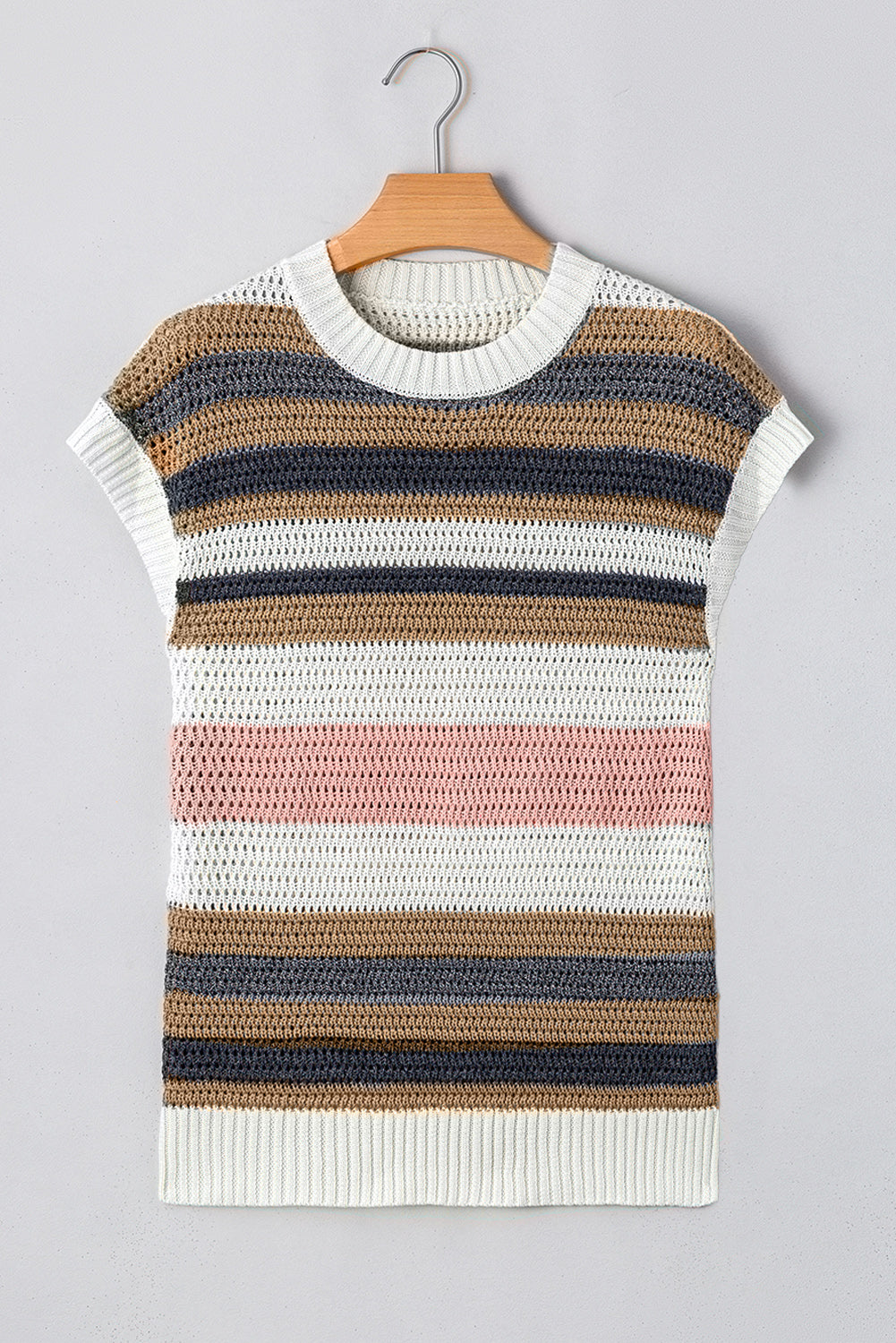 Stripe Eyelet Knit Sweater Tee