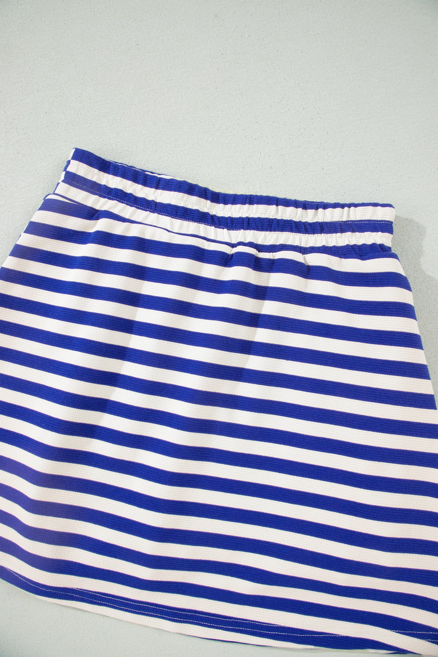 Stripe Textured Zip Collar Top & Skort Set