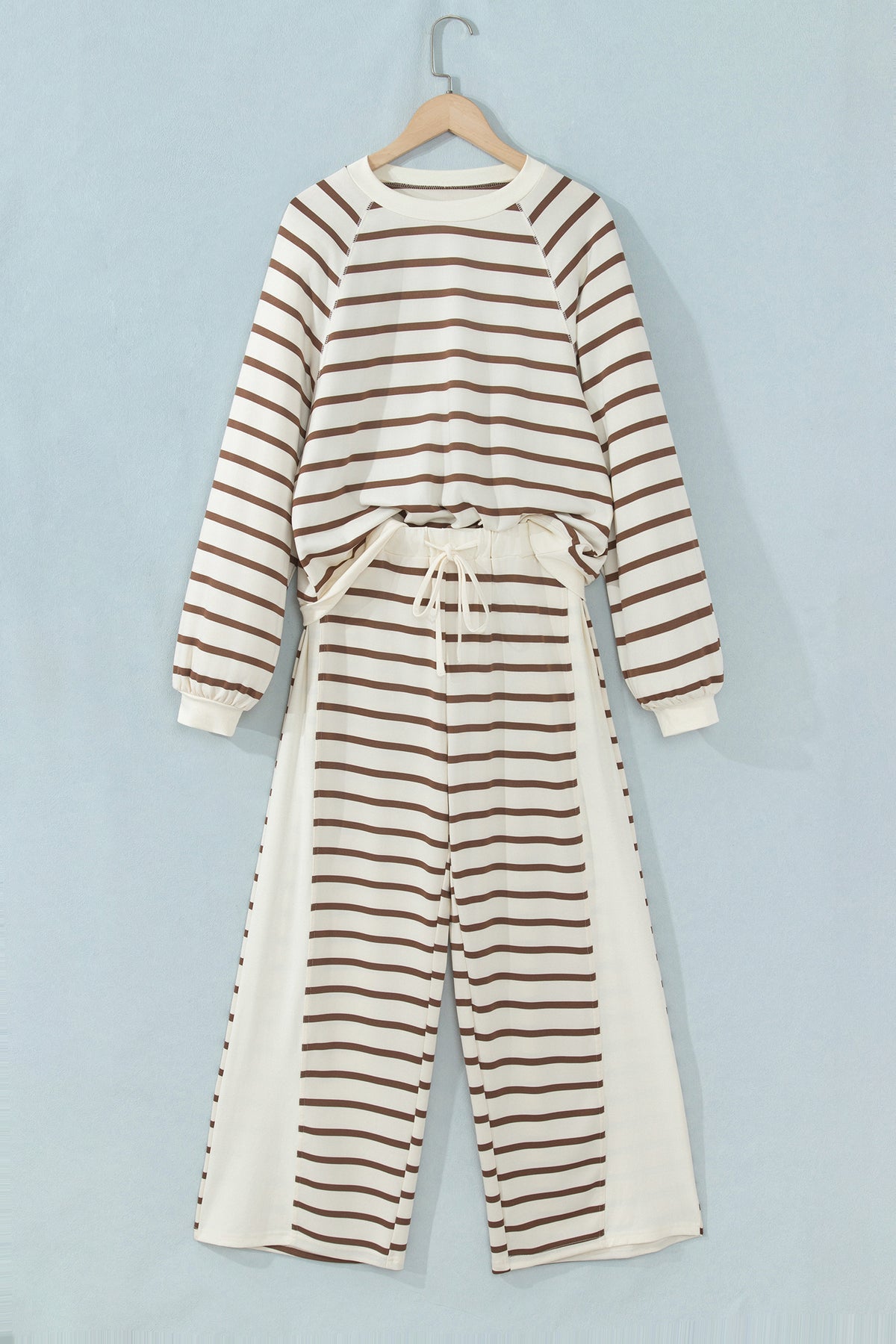 Stripe Colorblock Long Sleeve Top & Drawstring Pants Set