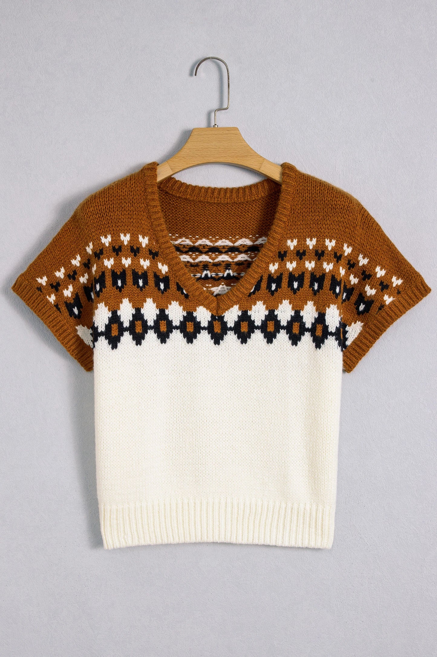 Western Geometric V-Neck Short Sleeve Knit T-Shirt