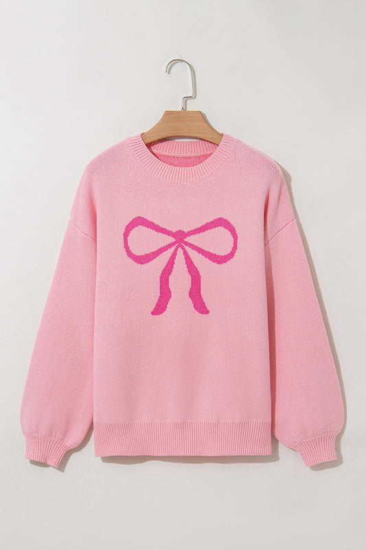 Valentine Bow Long Sleeve Crewneck Sweater