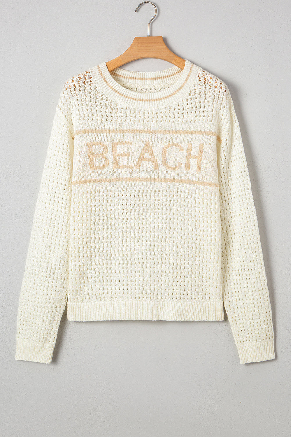 BEACH Hollow Out Knit Dolman Sleeve Sweater