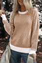 Herringbone Crewneck Drop Shoulder Sweater