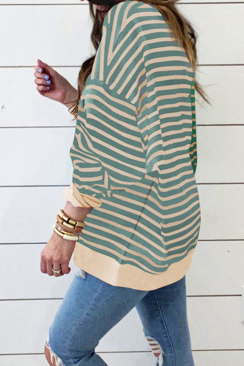 Stripe Colorblock Oversized Sweatshirt