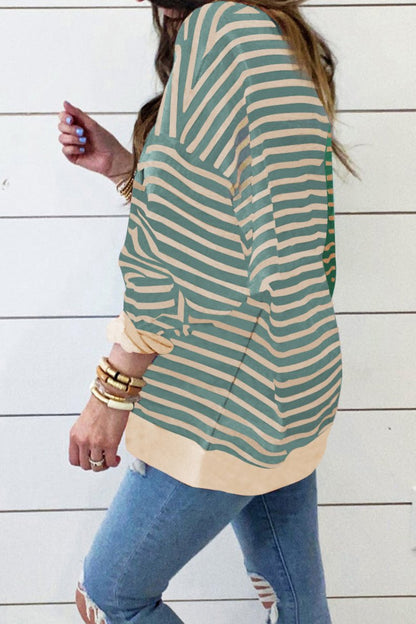 Stripe Colorblock Oversized Sweatshirt