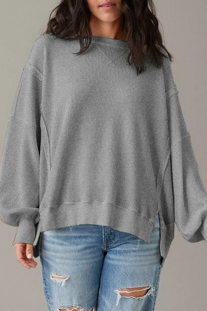 Waffle Long Sleeve Oversized Top